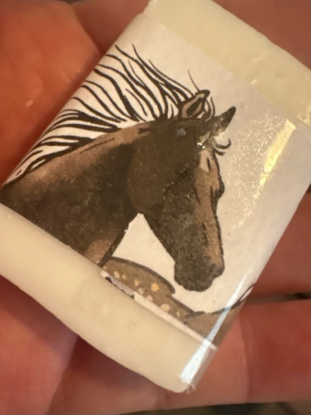 Artisan Horse-Print Bath Soap -All natural goats milk soap - Cream Cocanut Bar